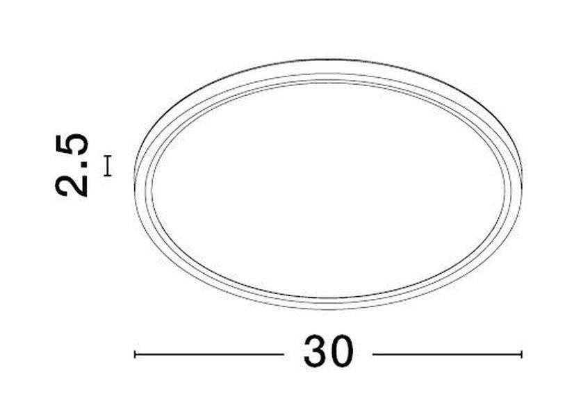 Schéma de dimensions : diamètre trente centimètres et hauteur deux virgule cinq centimètres.