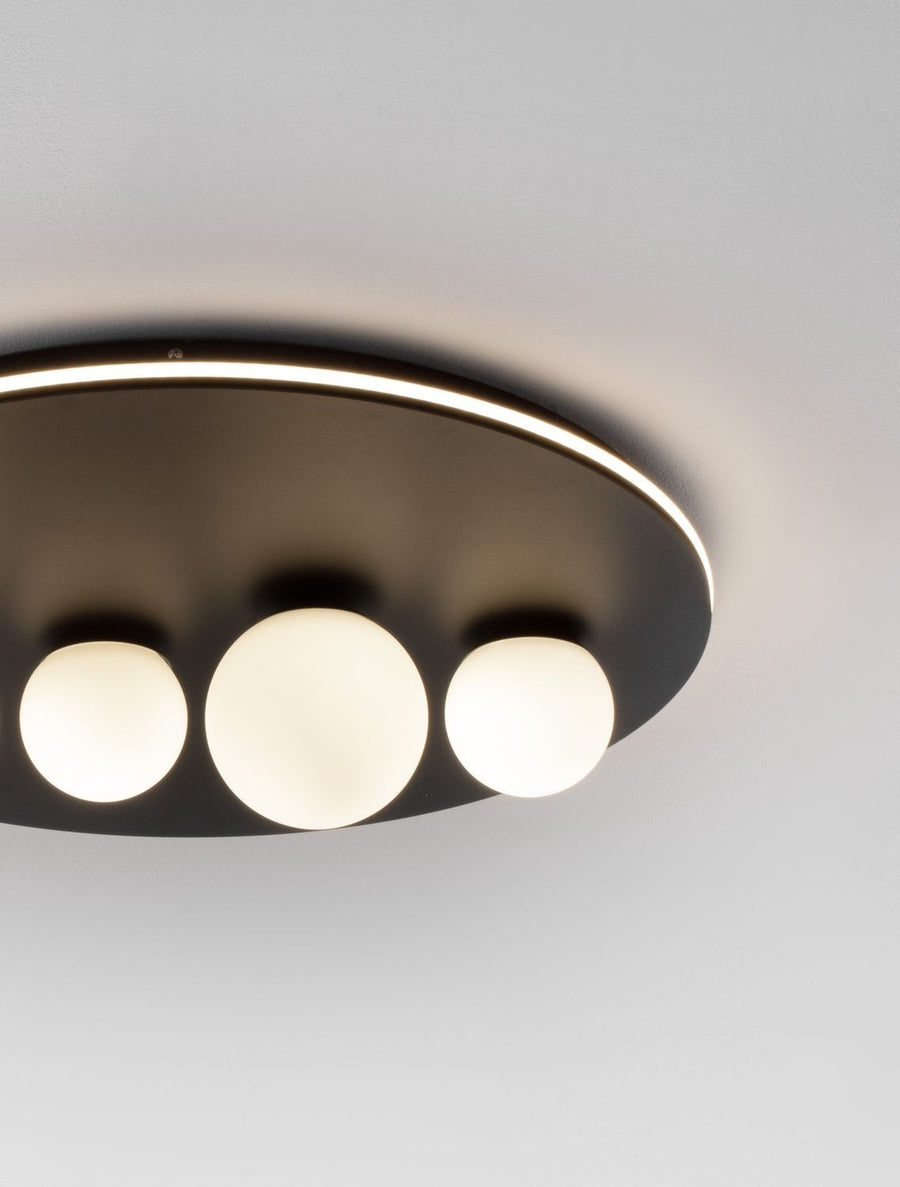 Plafonnier Velna noir, verre, Ø 62,2 cm