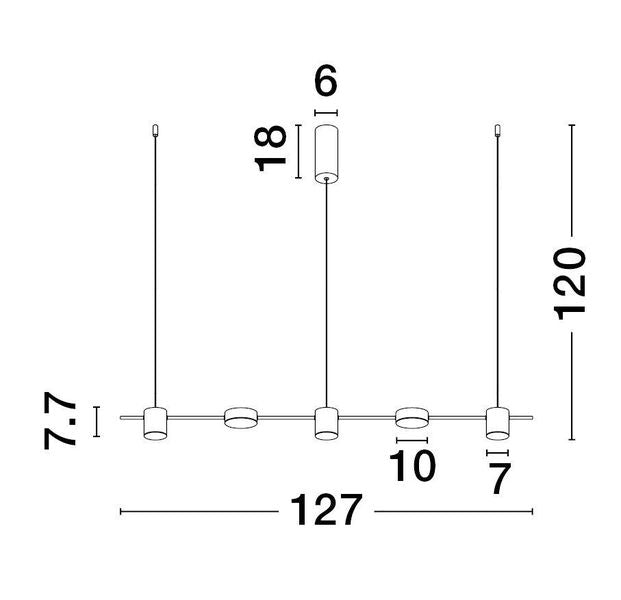 Suspension Nordik noire, L 127 cm