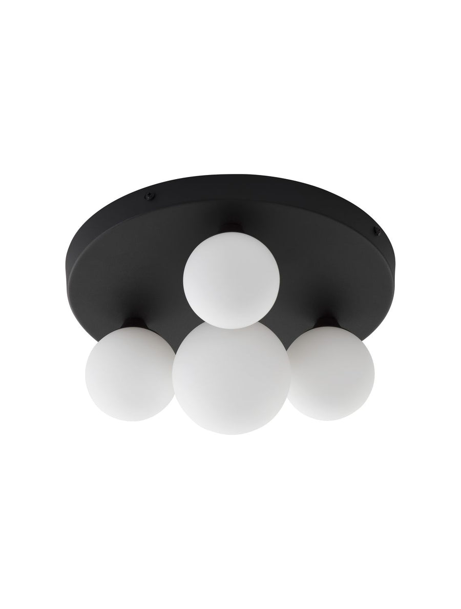 Plafonnier Edem 4 lumières noir, verre