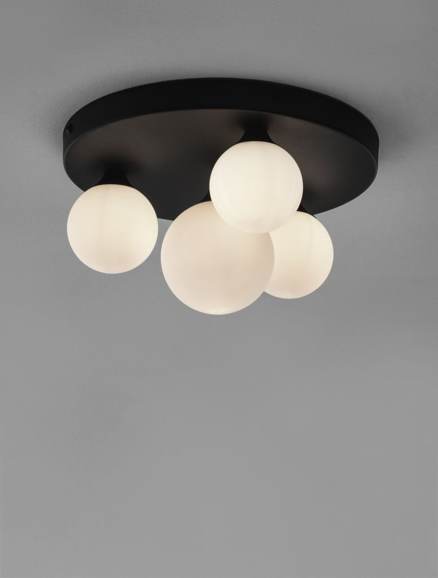 Plafonnier Edem 4 lumières noir, verre