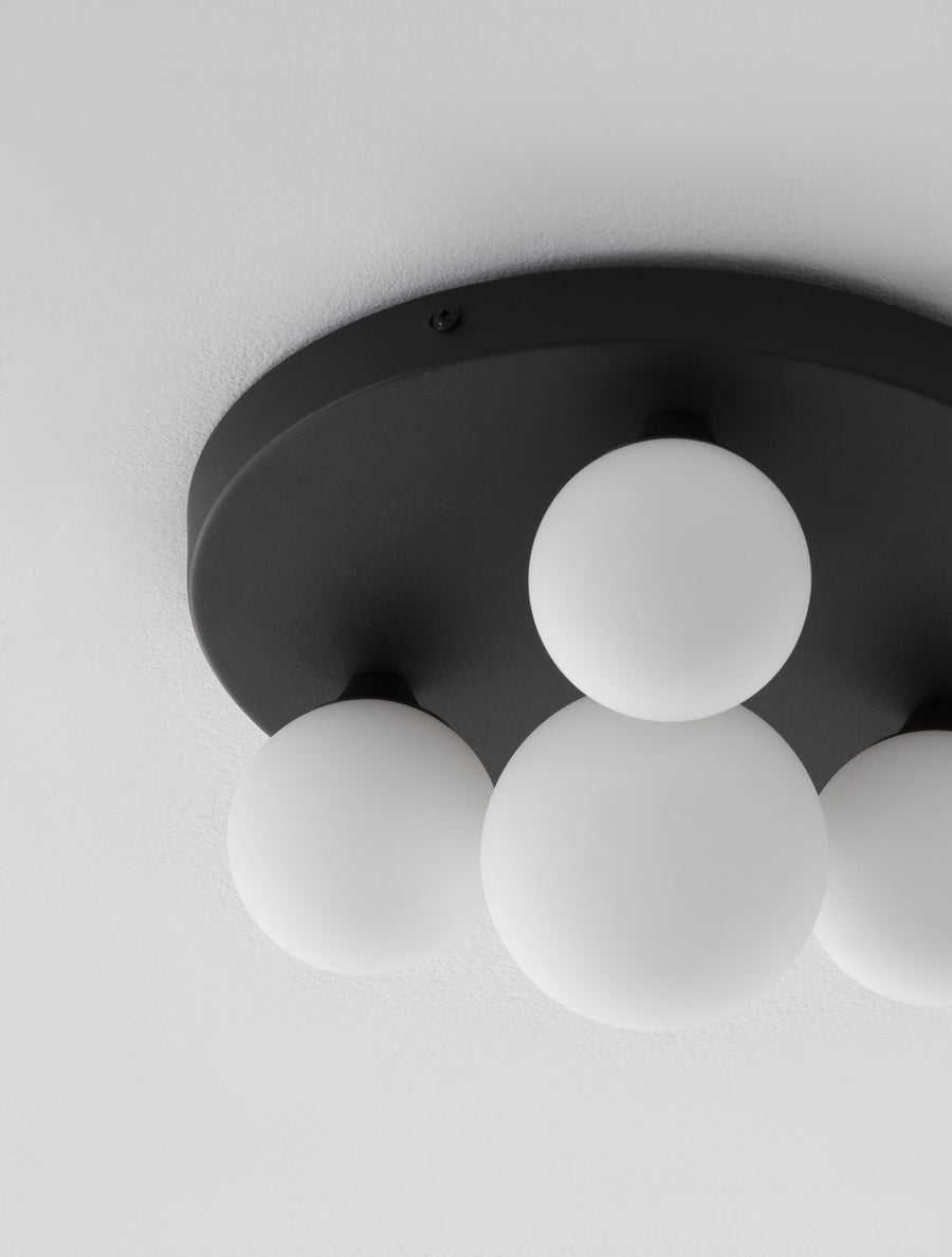 Plafonnier Edem 4 lumières noir, verre