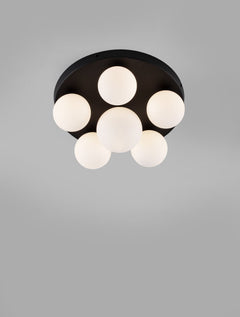 Plafonnier Edem 6 lumières noir, verre