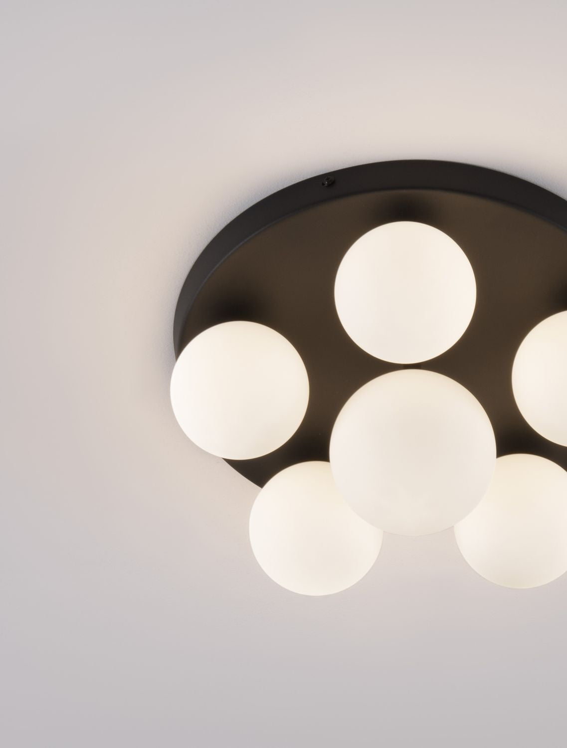 Plafonnier Edem 6 lumières noir, verre
