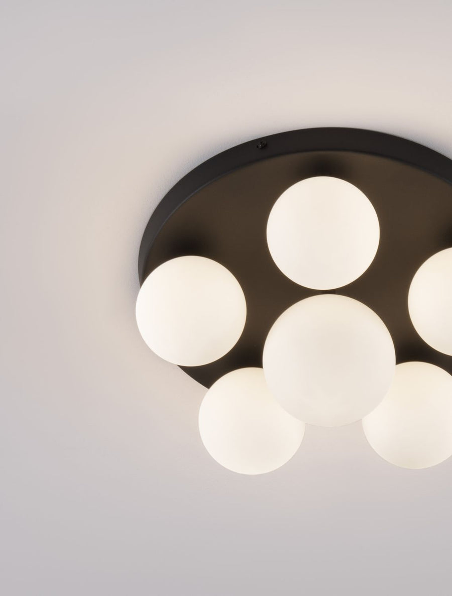Plafonnier Edem 6 lumières noir, verre