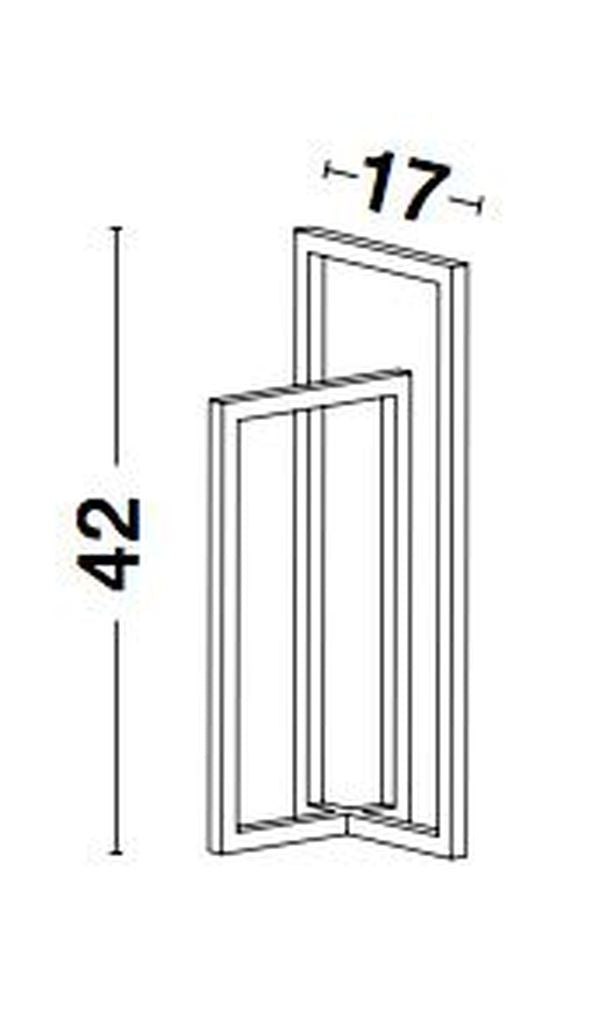 Schéma de dimensions du luminaire : hauteur 42 cm et largeur 17 cm
