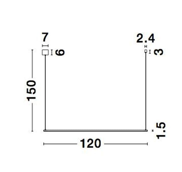 Suspension Elettra noire, H 150 cm