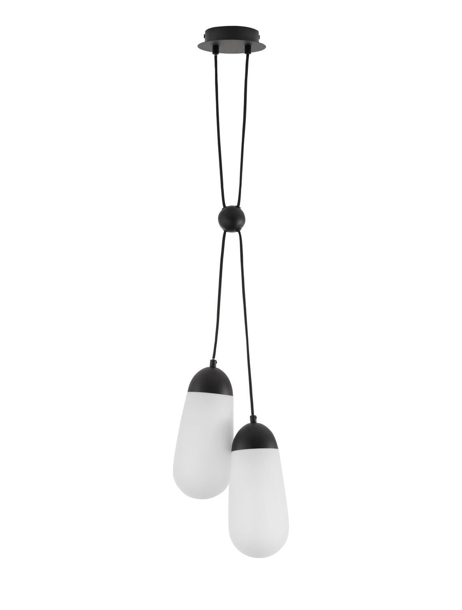 Suspension Blaky 2 lumières noire, verre