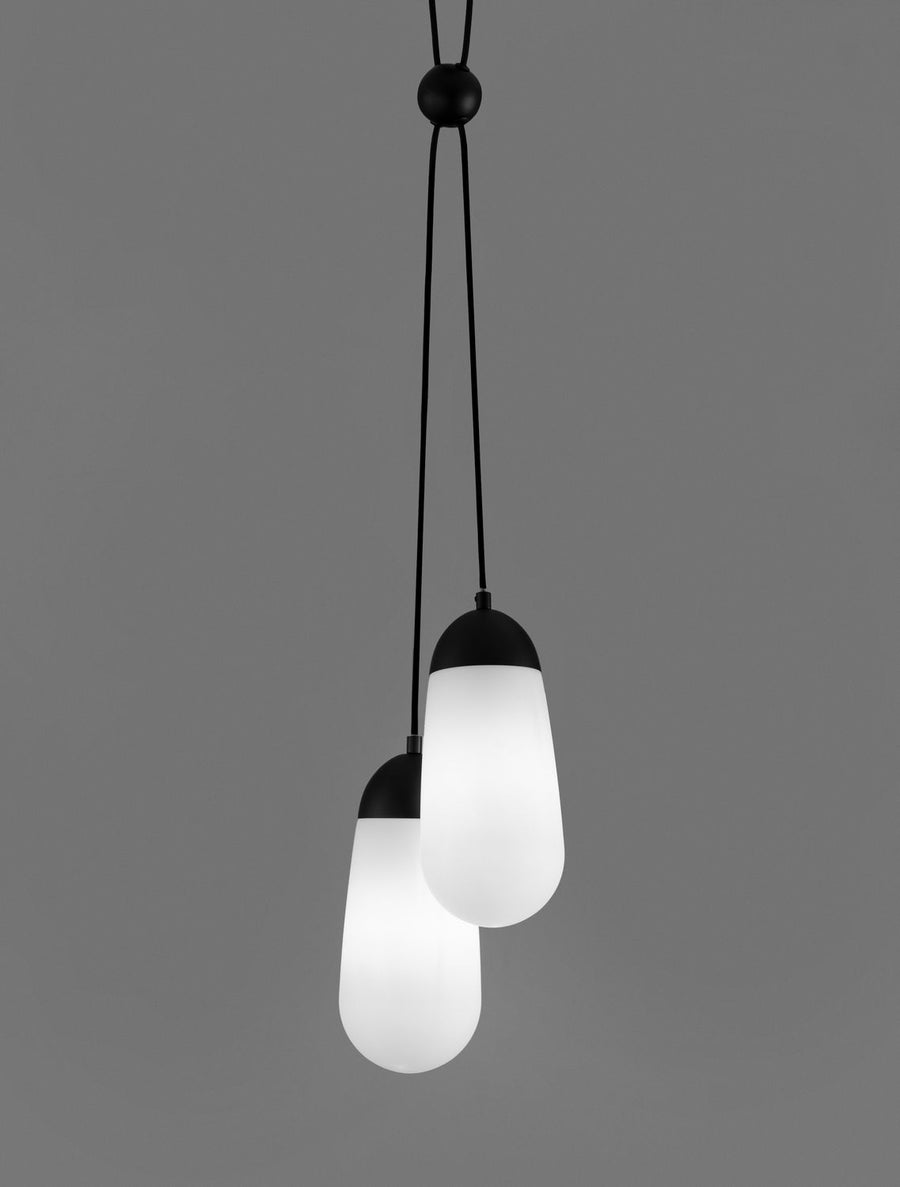 Suspension Blaky 2 lumières noire, verre