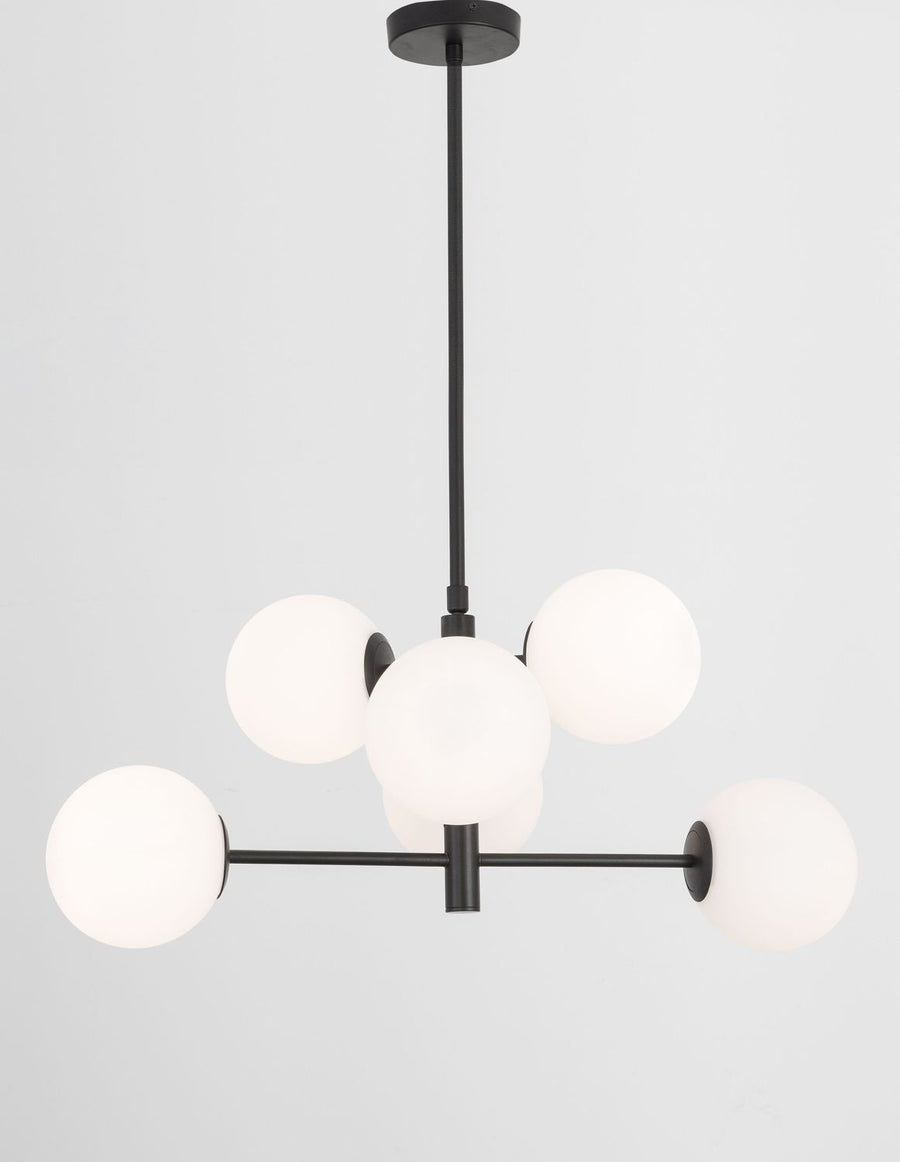 Suspension Impero 6 lumières noire, verre
