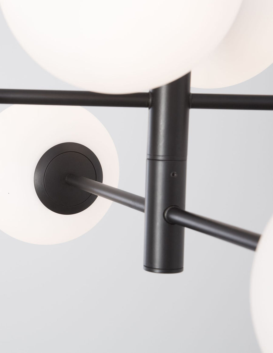 Suspension Impero 6 lumières noire, verre