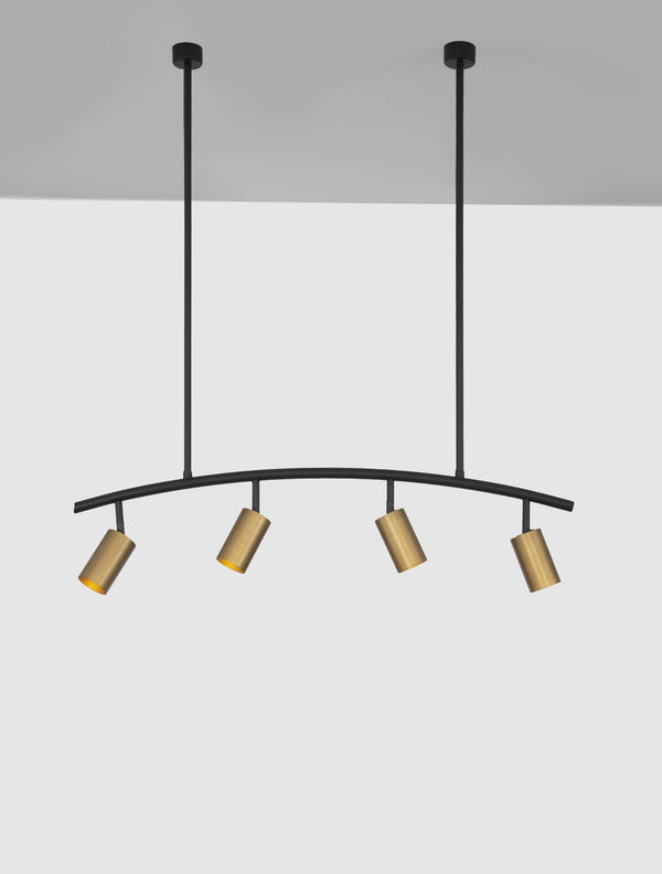 Suspension Pogno 4 lumières noire, L 96,5 cm