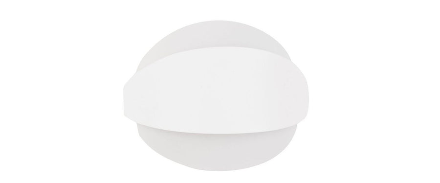 Vue de face du luminaire blanc aux trois coques superposées
