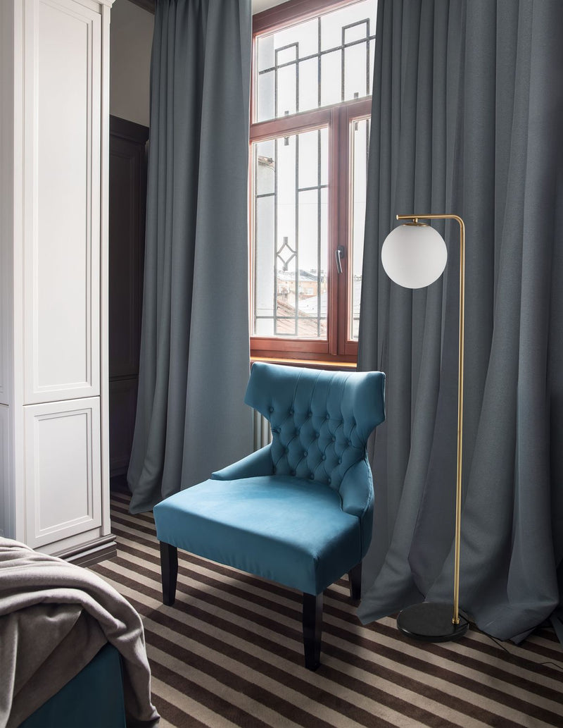 Lampadaire Alvarez doré, verre
