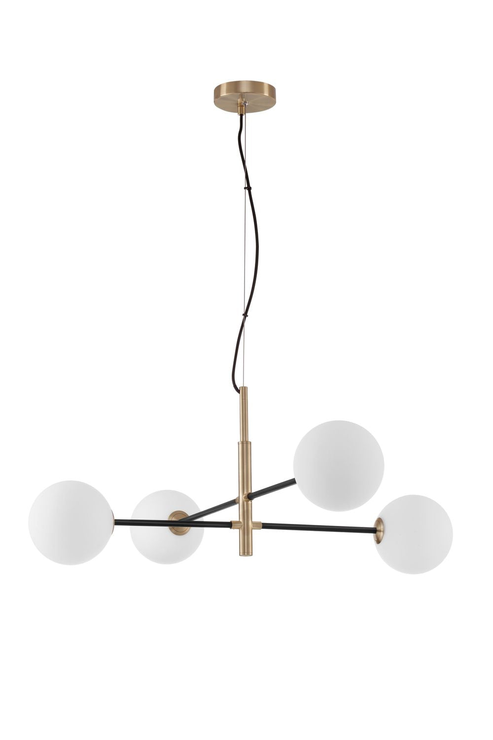 Suspension Vitra 4 lumières dorée, verre
