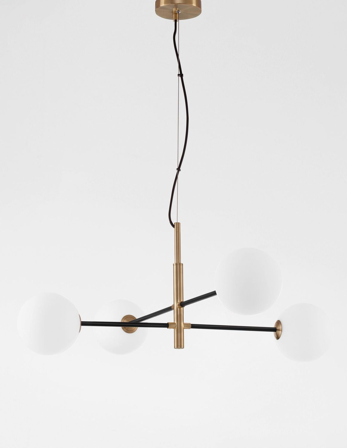 Suspension Vitra 4 lumières dorée, verre