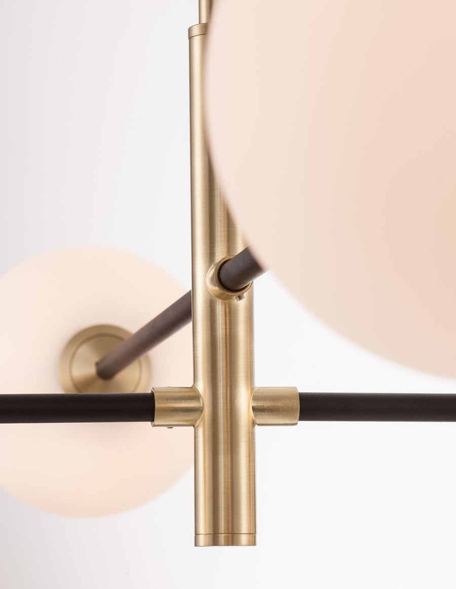 Suspension Vitra 4 lumières dorée, verre