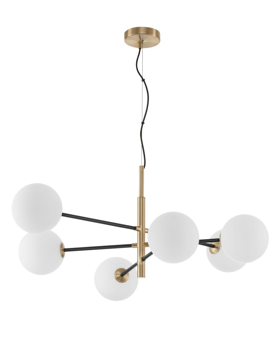 Suspension Vitra 6 lumières dorée, verre