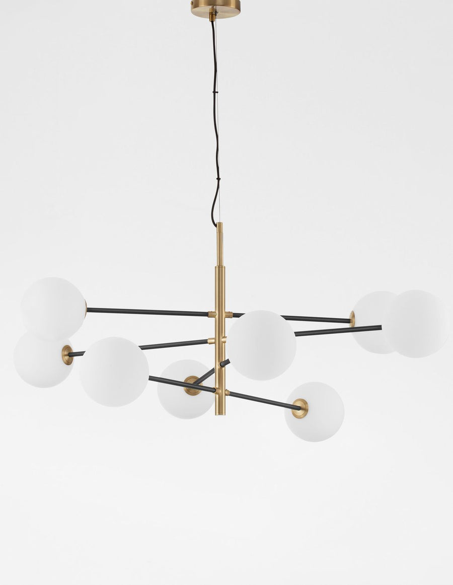 Suspension Vitra 8 lumières dorée, verre