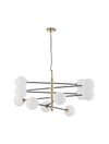 Suspension Vitra 12 lumières dorée, verre