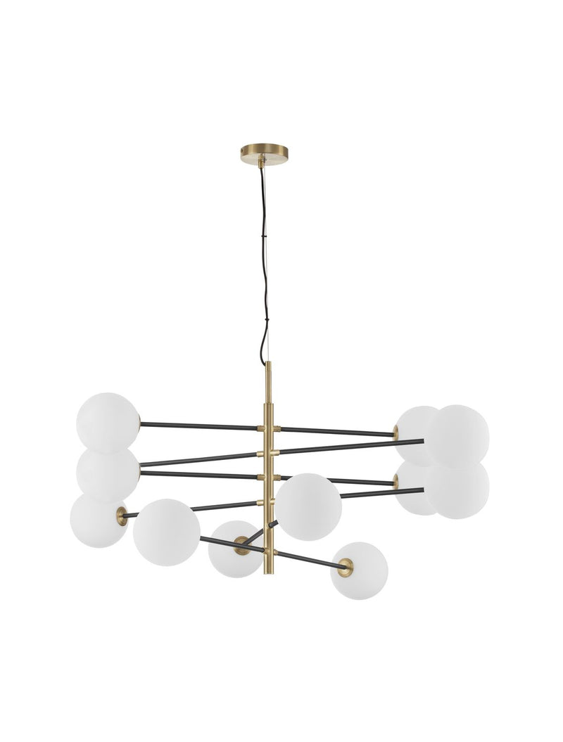 Suspension Vitra 12 lumières dorée, verre