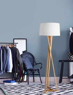Lampadaire Salino bois, H 164 cm