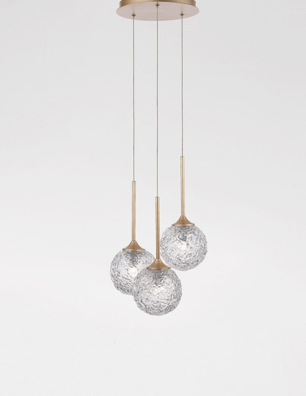 Suspension Mirano 3 lumières dorée, verre (9160212)