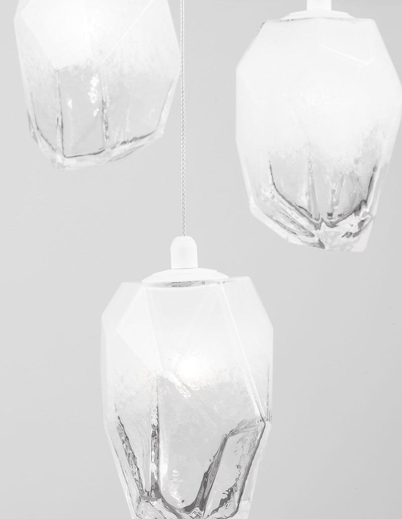 Suspension ICE 3 lumières blanche, verre