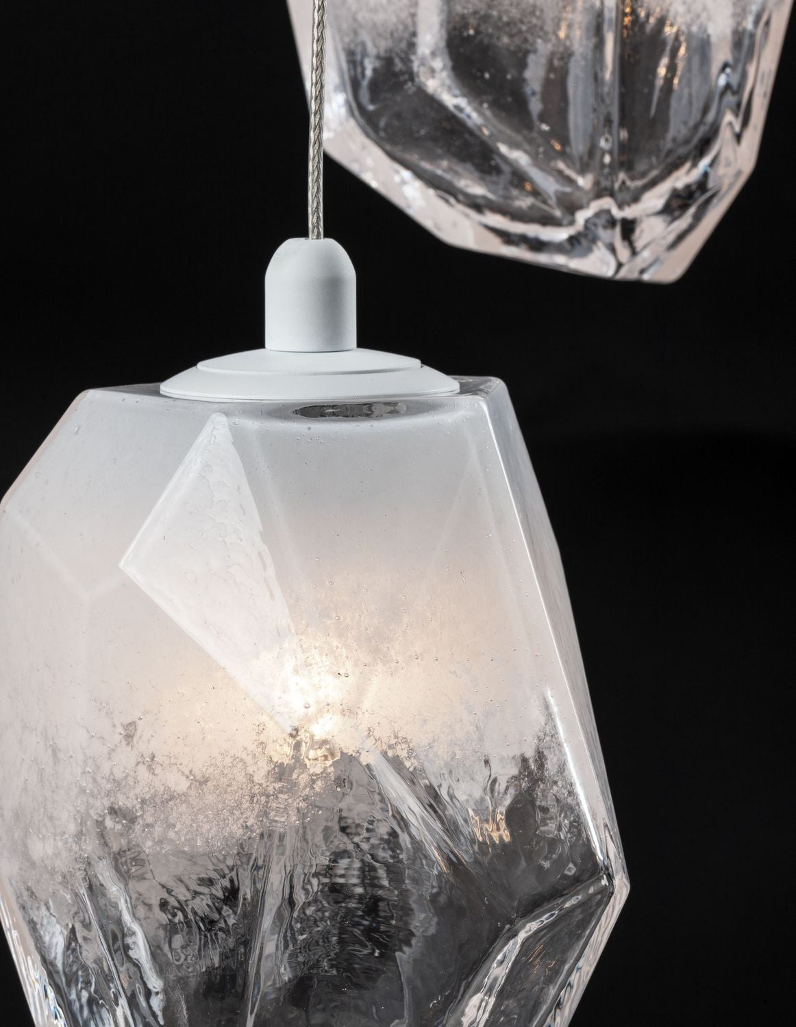 Suspension ICE 3 lumières blanche, verre