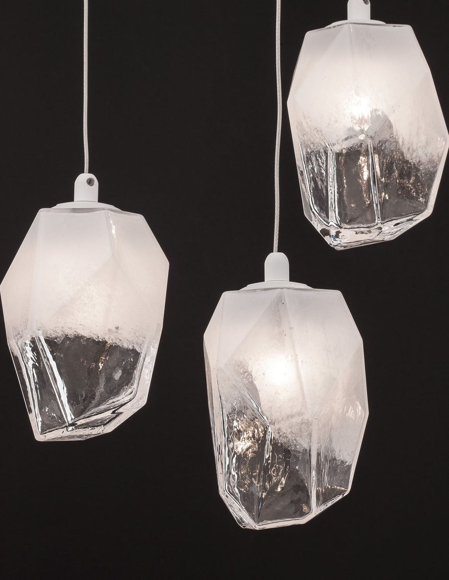 Suspension ICE 5 lumières blanche, verre (9160235)