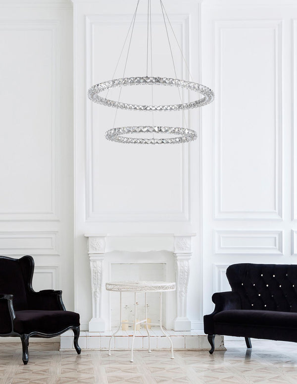 Suspension Quentin chromée, cristal