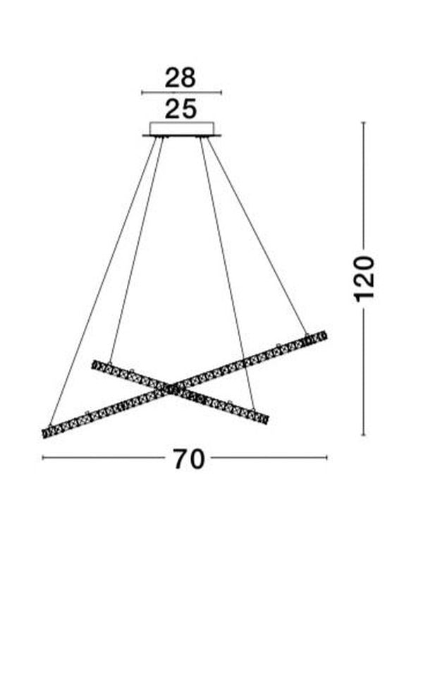 Schéma coté indiquant 70 cm de diamètre, 120 cm de hauteur et 28 cm de rosace
