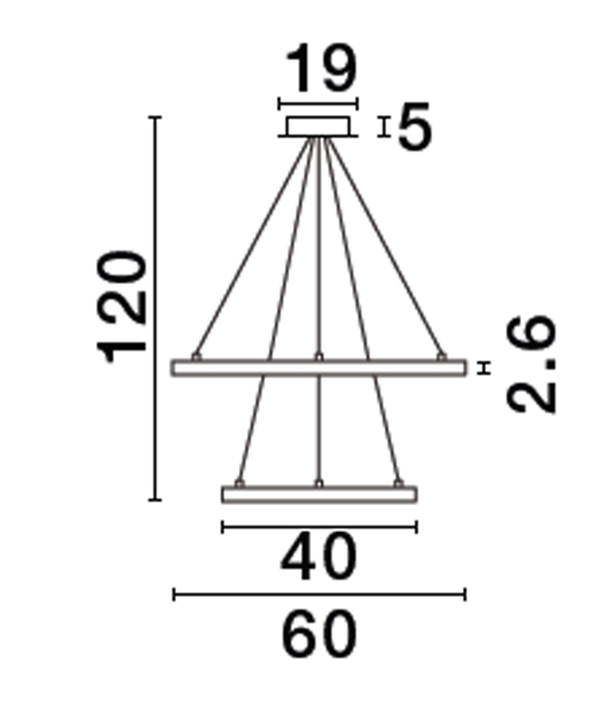 Schéma de dimensions indiquant 120 cm de hauteur et 60 cm de large