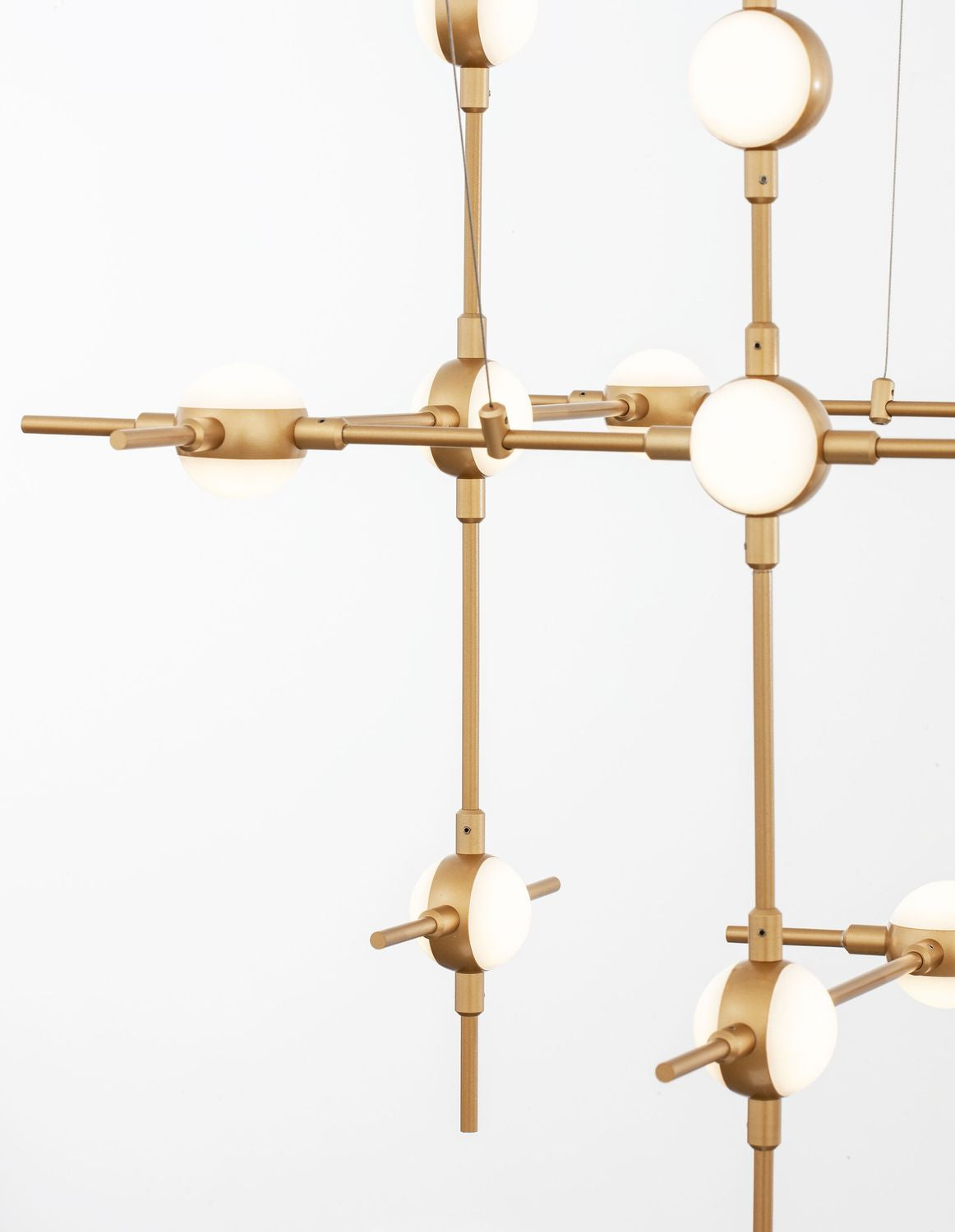 Suspension Atomo dorée, H 150 cm