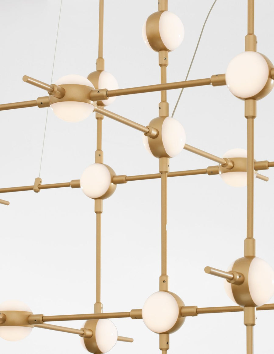 Suspension Atomo dorée, H 150 cm