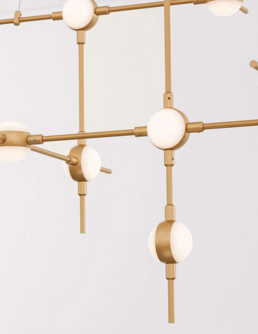 Suspension Atomo dorée, H 150 cm