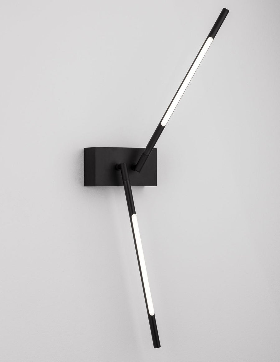 Applique murale Raccio noire, H 74 cm