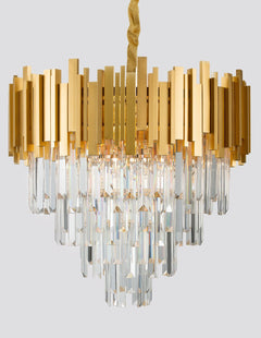 Suspension Grane 8 lumières dorée, cristal (9181200)