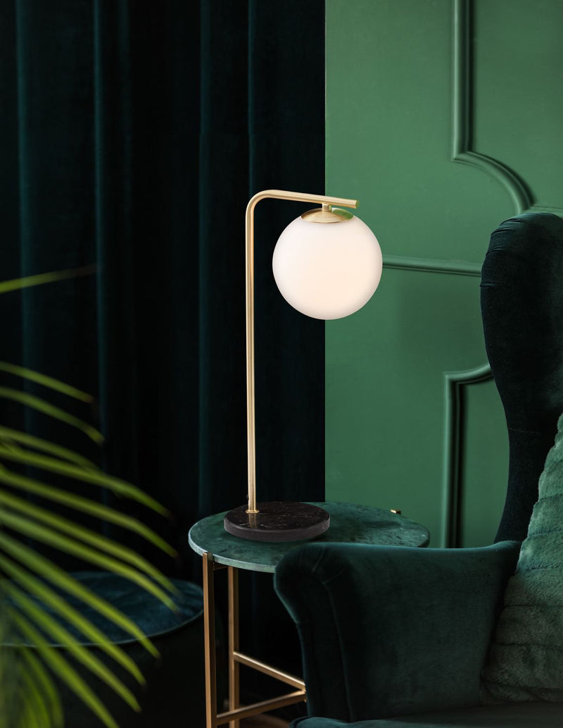 Lampe à poser Alvarez dorée, verre