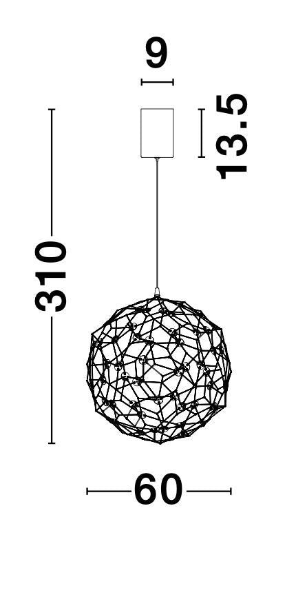 Suspension Sole dorée, H 310 cm