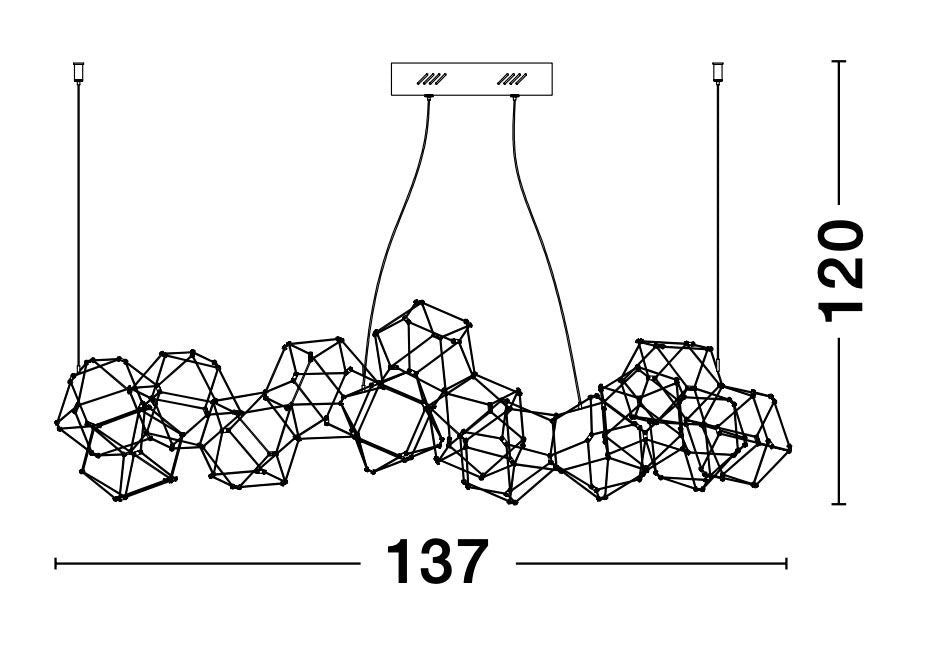 Schéma technique coté présentant les dimensions 137 cm et 120 cm du luminaire