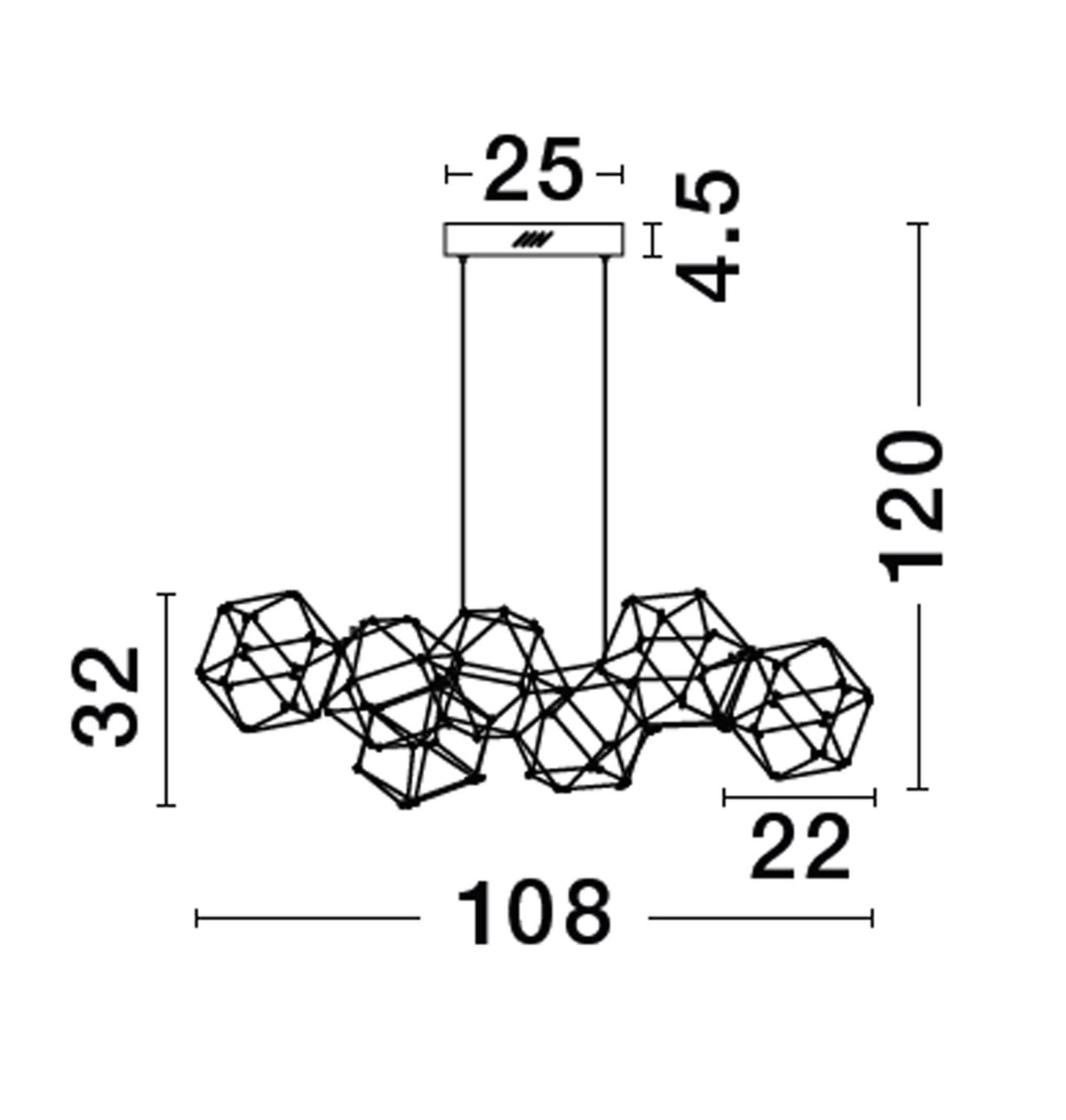 Suspension Nebula dorée, H 120 cm (9186902)