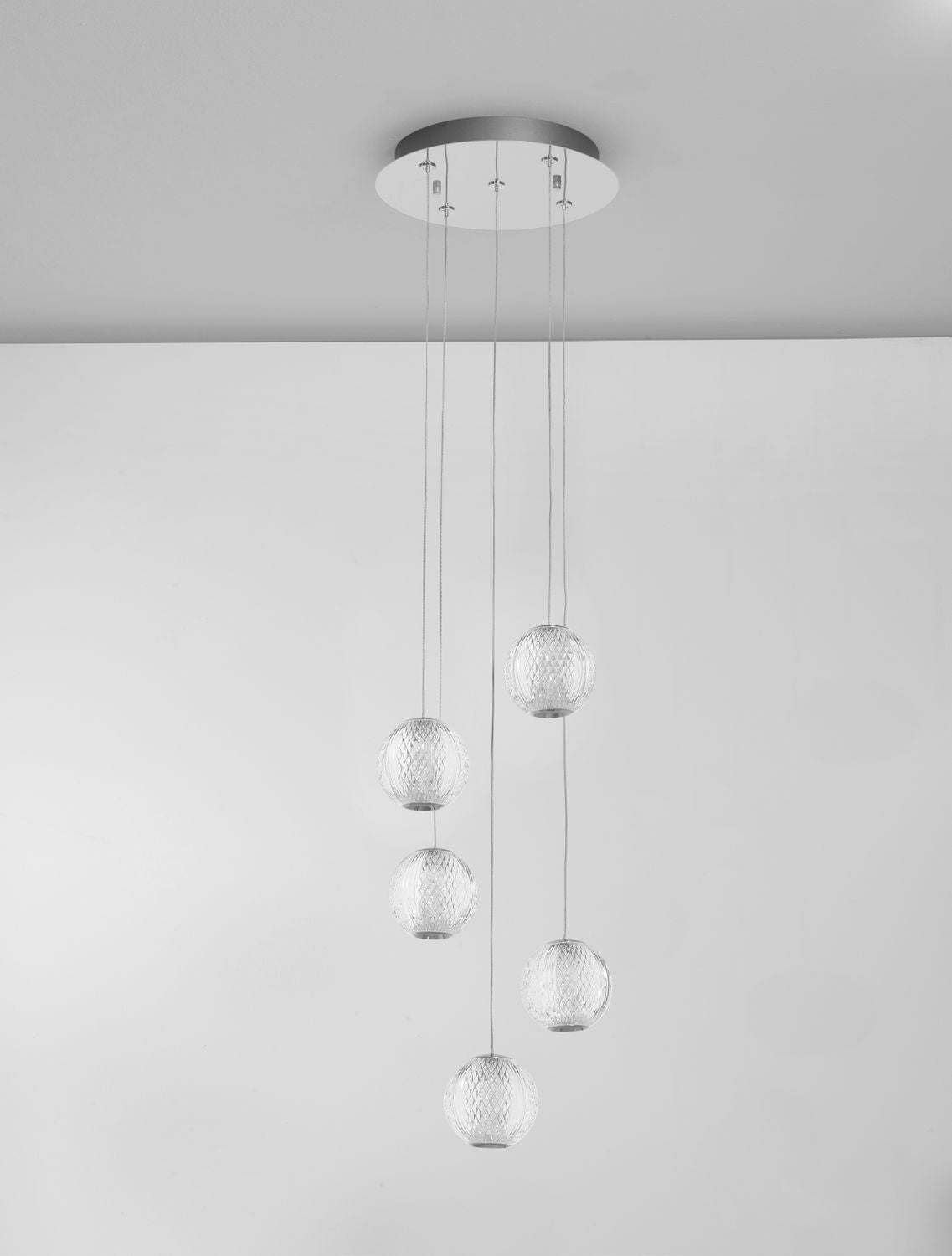 Suspension Brillante chromée, H 120 cm (9186910)