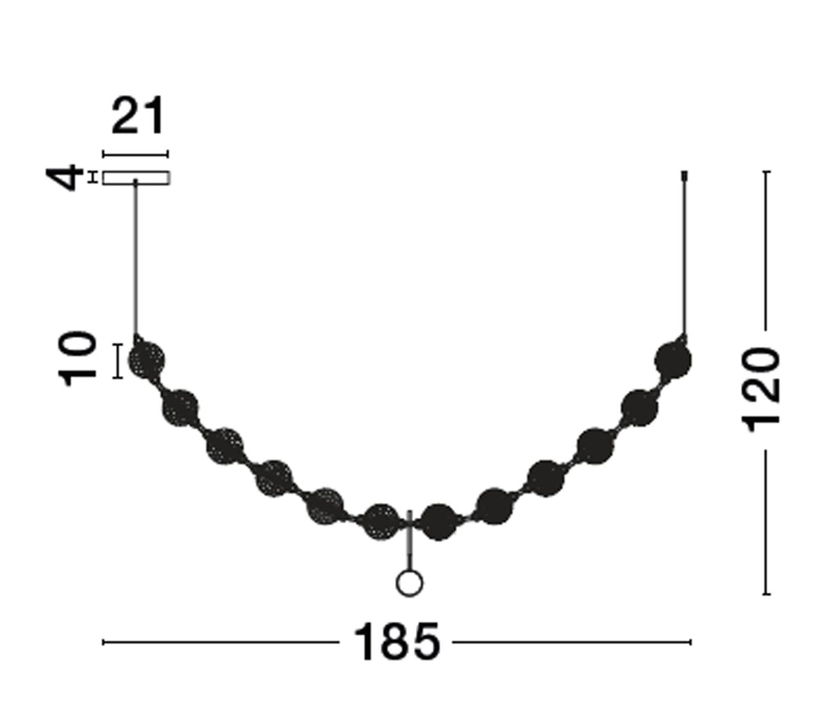 Suspension Brillante chromée, L 185 cm
