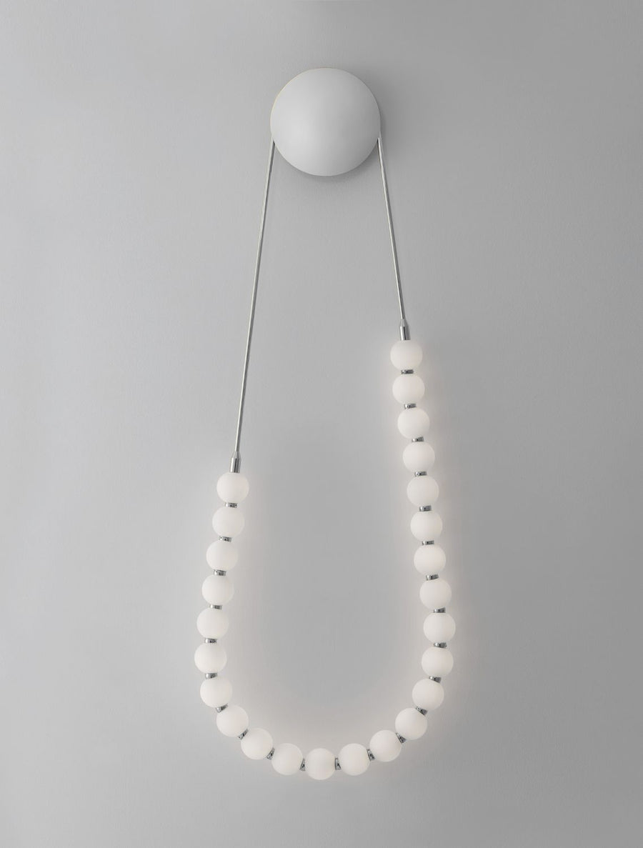 Applique murale Perla chromée, verre, H 132 cm