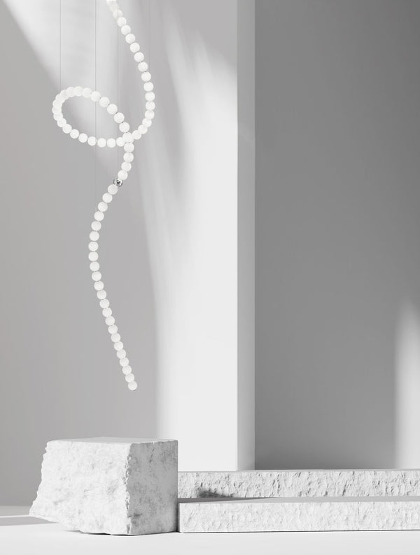 Suspension Perla chromée, verre, H 400 cm