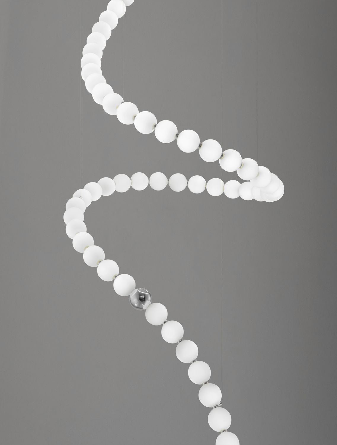 Suspension Perla chromée, verre, H 400 cm
