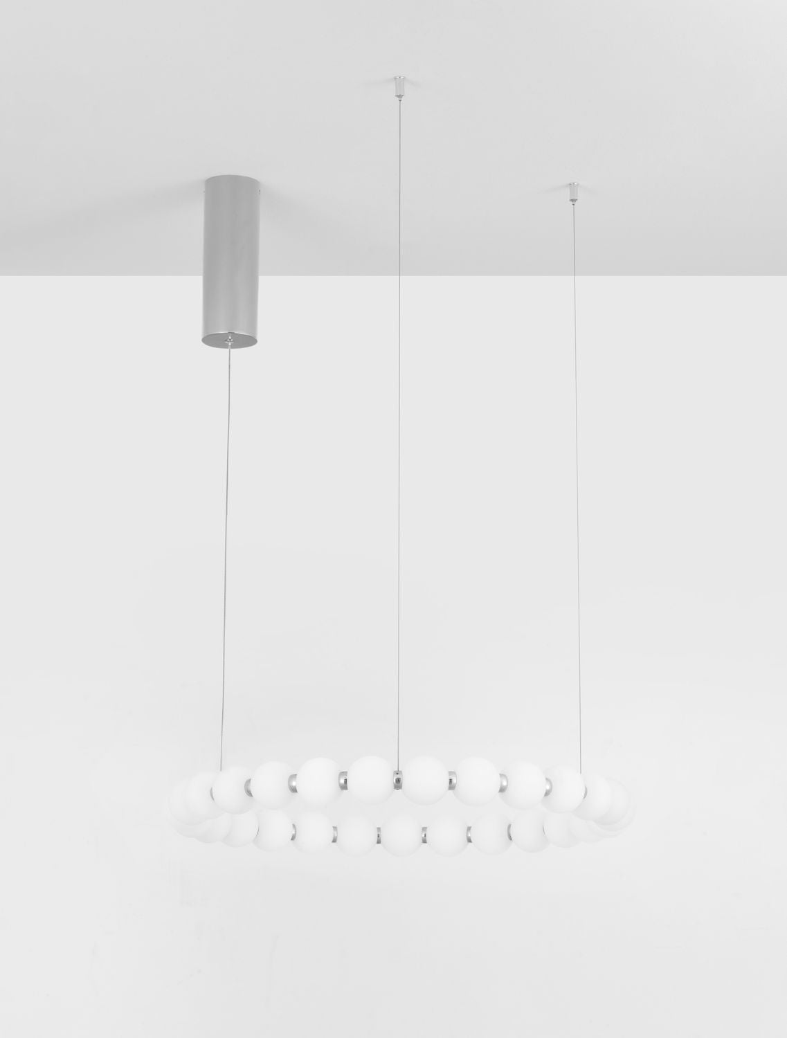 Suspension Perla chromée, verre, H 200 cm (9186916)