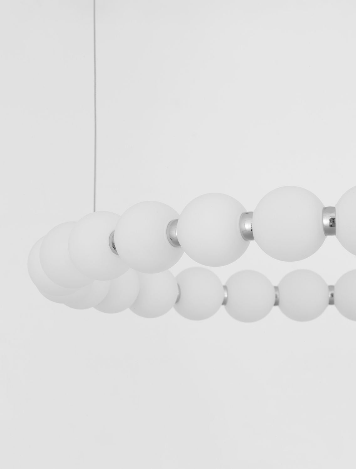 Suspension Perla chromée, verre, H 200 cm (9186916)