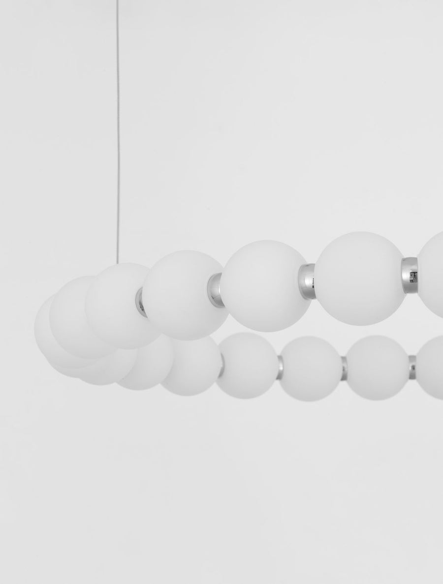 Suspension Perla chromée, verre, H 200 cm (9186916)